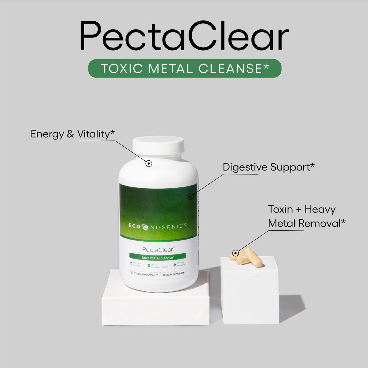 EcoNugenics PectaClear Detox Supplement - 180 Capsules - image 2
