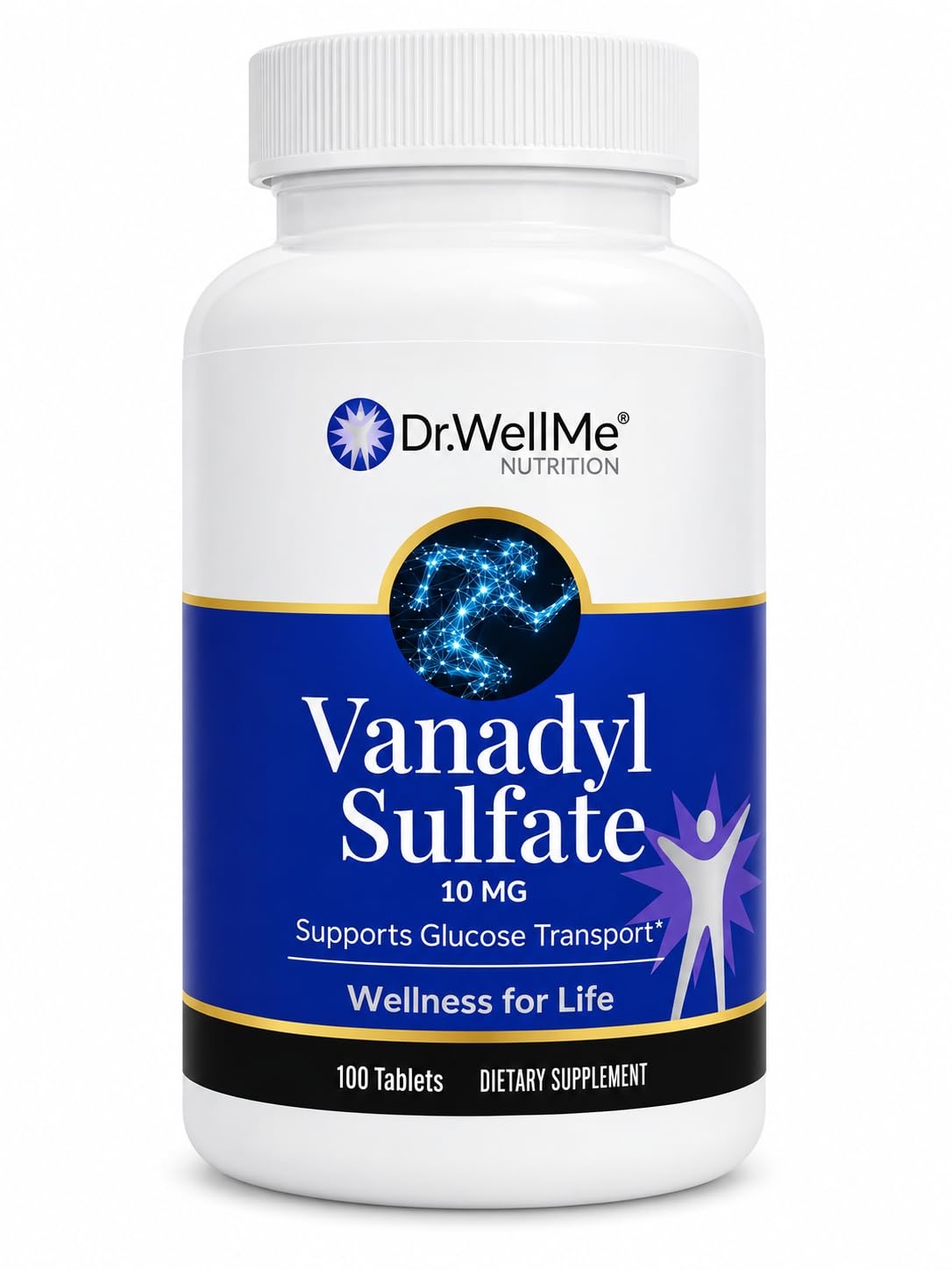 DR WELLME Vanadyl Sulfate 10 mg Mineral Support - 100 Tablets