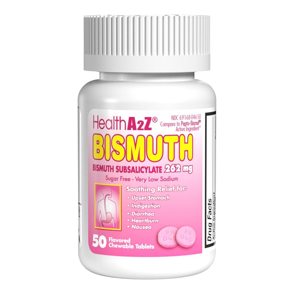 HealthA2Z Bismuth Subsalicylate 262mg Multi-Symptom Relief - 50 Tablets