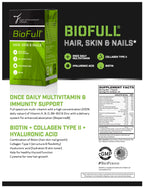 BioFull Hair Skin Nails Biotin & Collagen Supplement - 30 Capsules - image 5