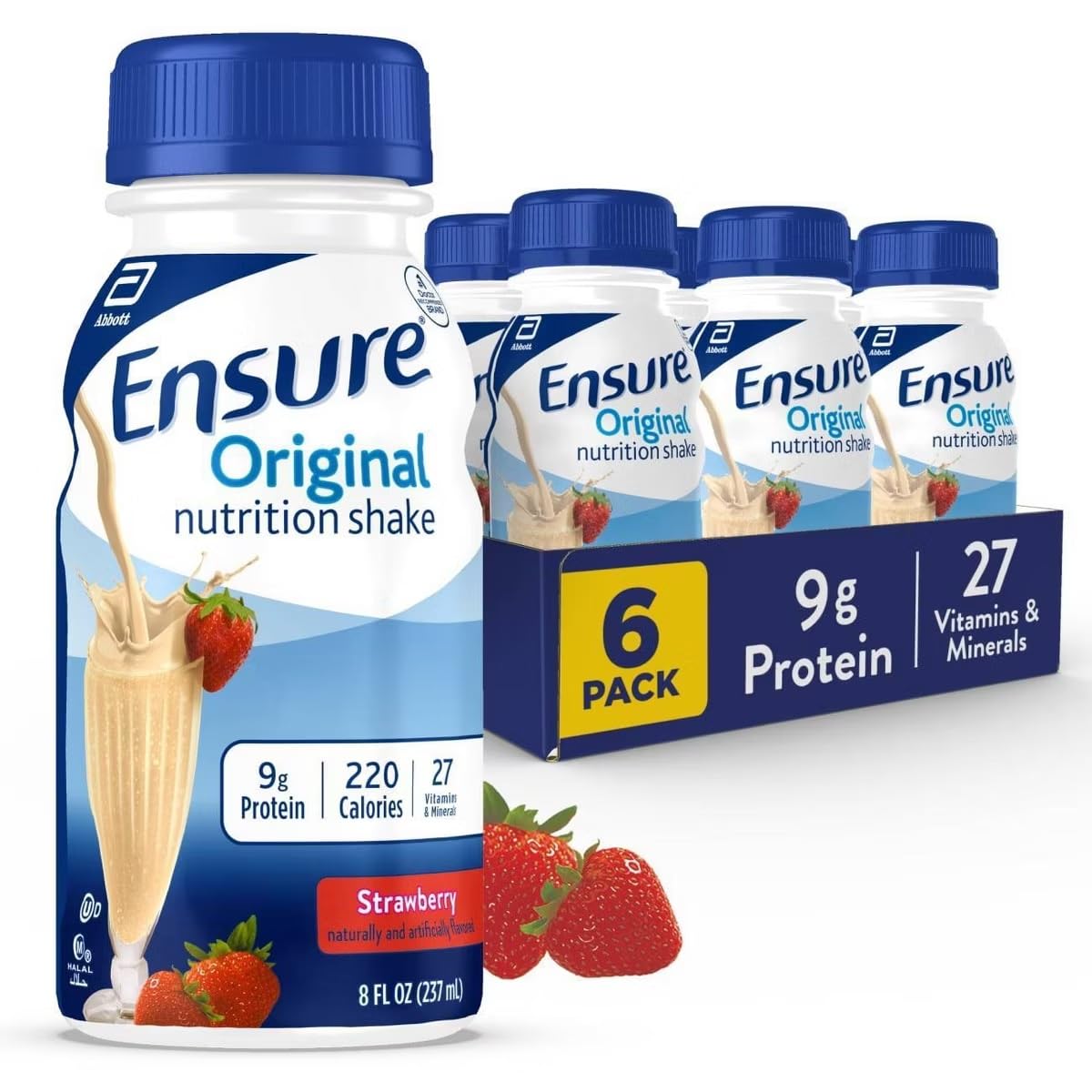 Abbott Ensure Strawberries Cream Shake - 8 oz Bottle