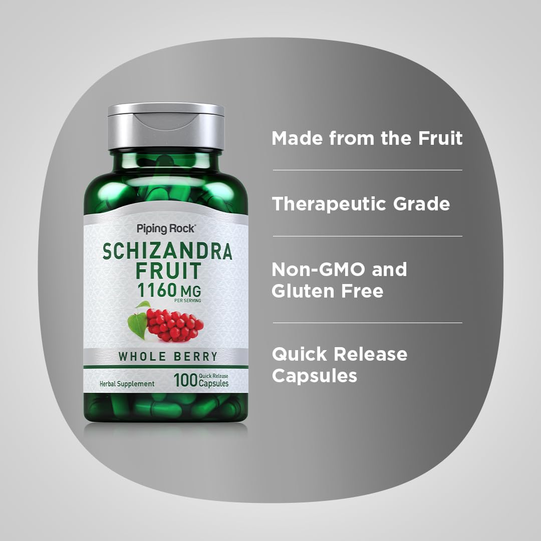 Piping Rock Schizandra Berry Fruit Capsules 1160mg - 100 Count - image 4