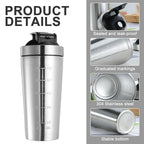 AVCXEC 750ml Stainless Steel Protein Shaker Bottle with Mixball - image 3