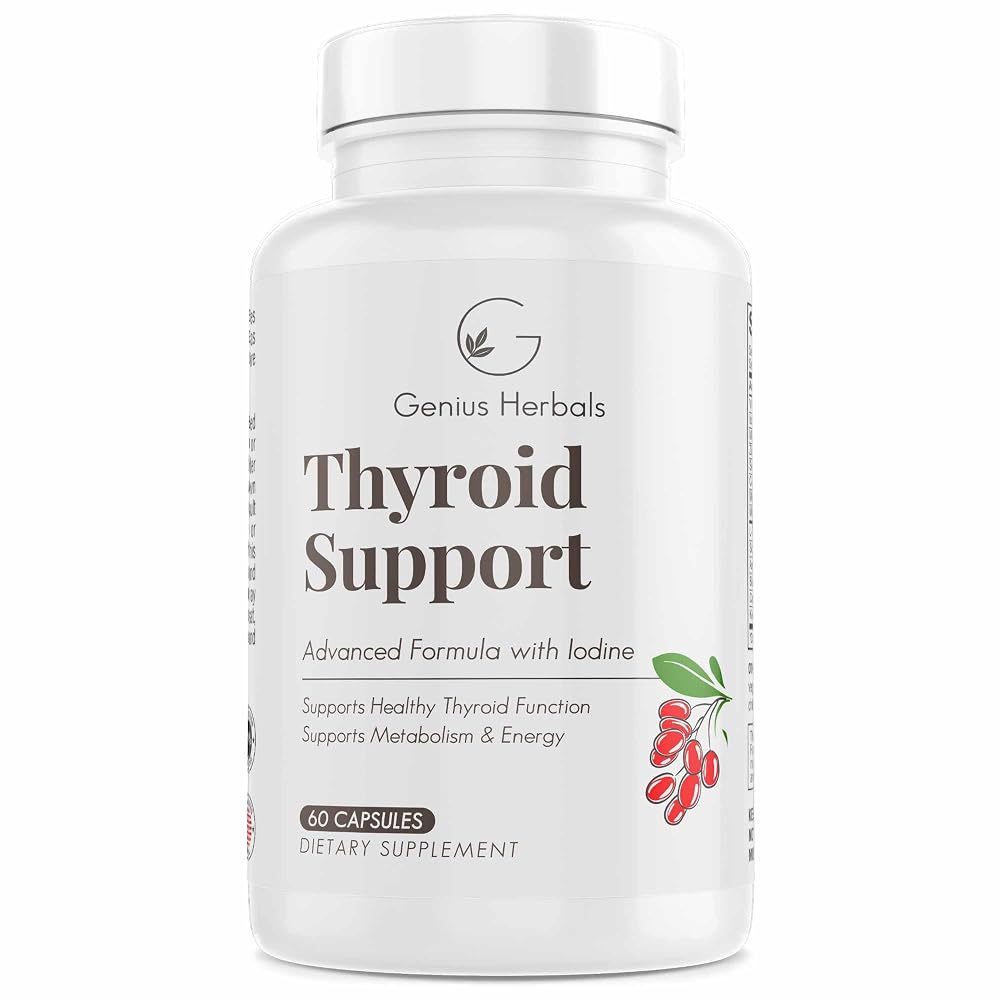 GENIUS HERBALS Thyroid Support with Iodine - 60 Capsules
