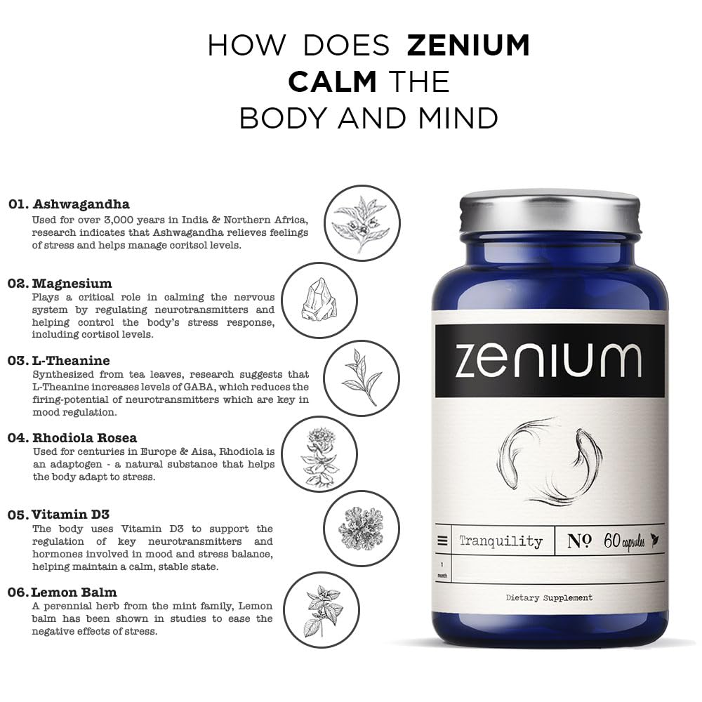 Zenium Stress Relief Supplement with Ashwagandha & Magnesium - 60 Capsules - image 4