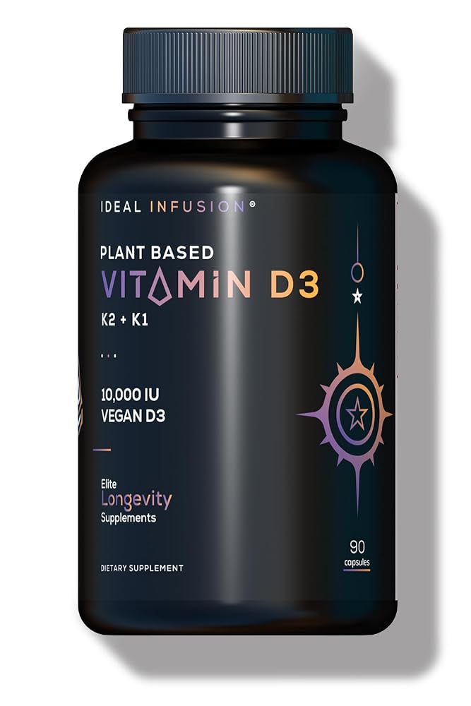Ideal Infusion Vegan Vitamin D3 K2 K1 10,000 IU - 90 Servings
