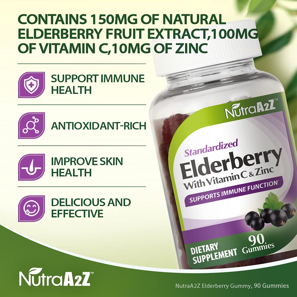 NutraA2Z Elderberry Gummy Immune Support - 90 Gummies - image 2