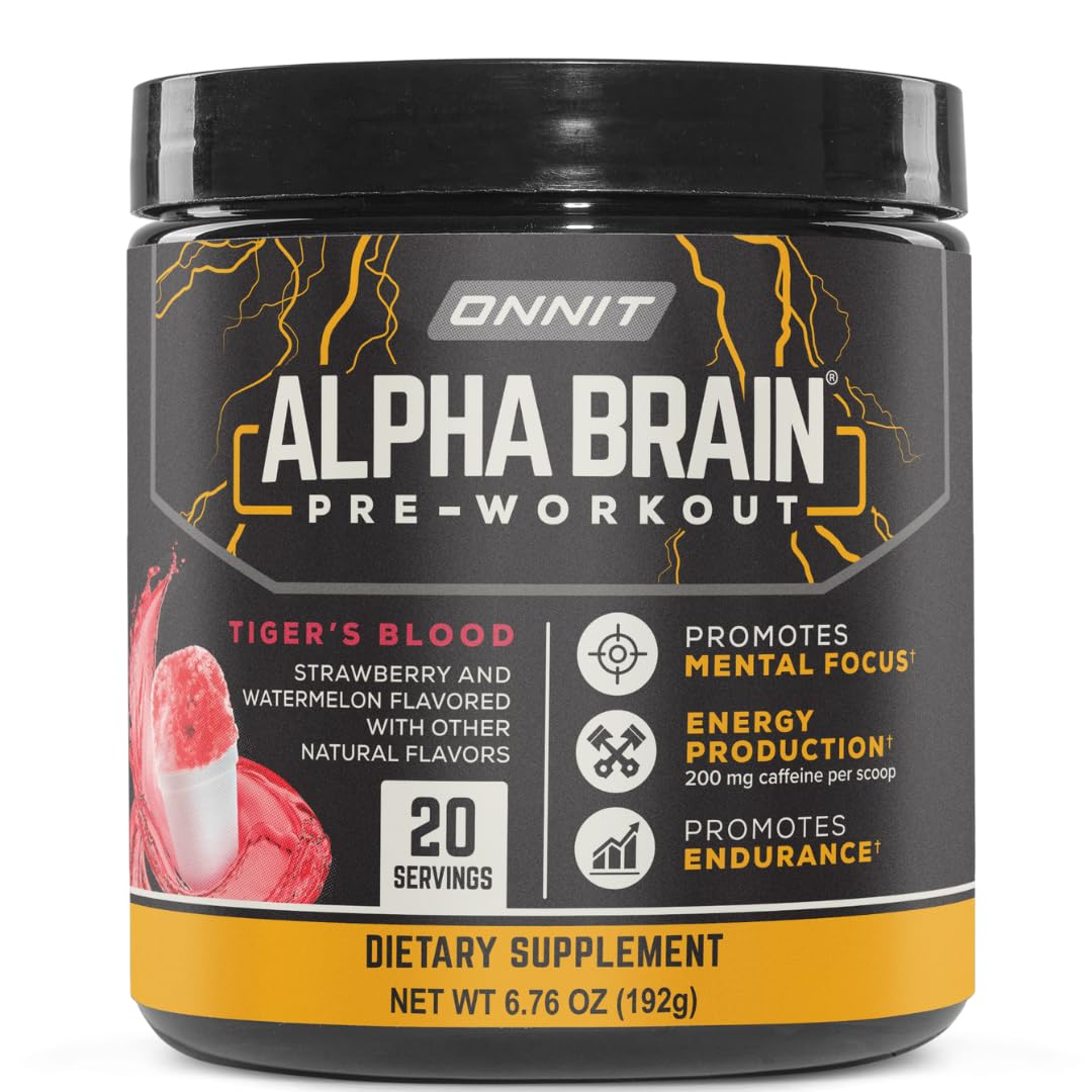 ONNIT Alpha Brain Pre-Workout Powder for Focus - 20 Servings
