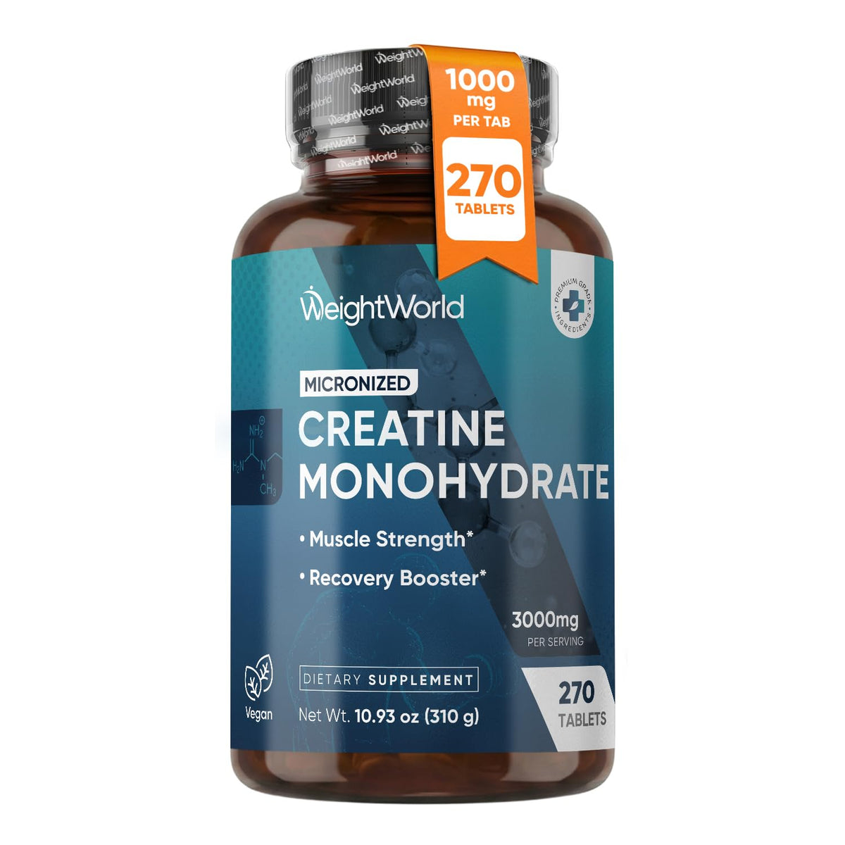 WeightWorld Micronized Creatine Monohydrate 1000mg - 270 Tablets