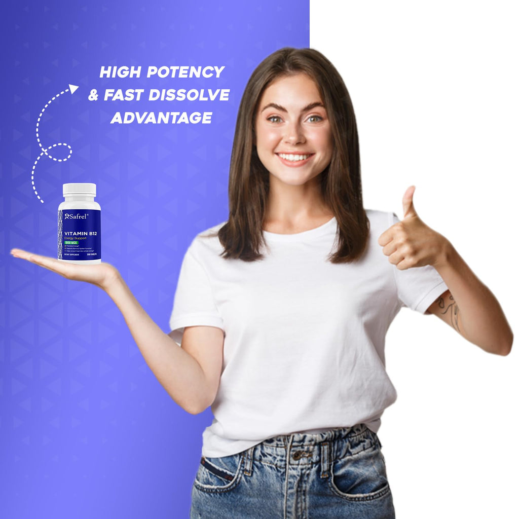 Safrel Vitamin B12 1000 mcg Tablets for Energy - 200 Count - image 5