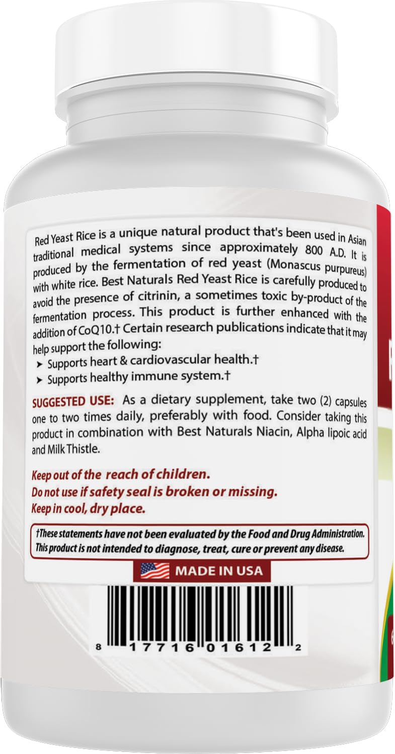Best Naturals Red Yeast Rice with CoQ10 - 60 Capsules - image 7