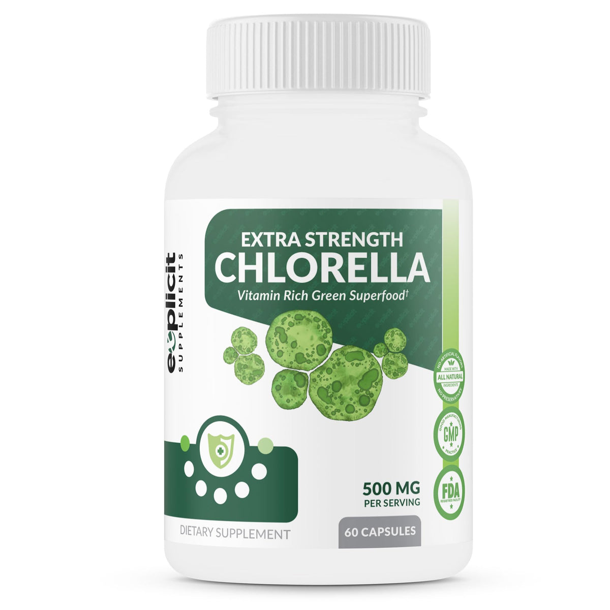 eXplicit Supplements Chlorella Superfood Capsules 1000mg - 60 Capsules