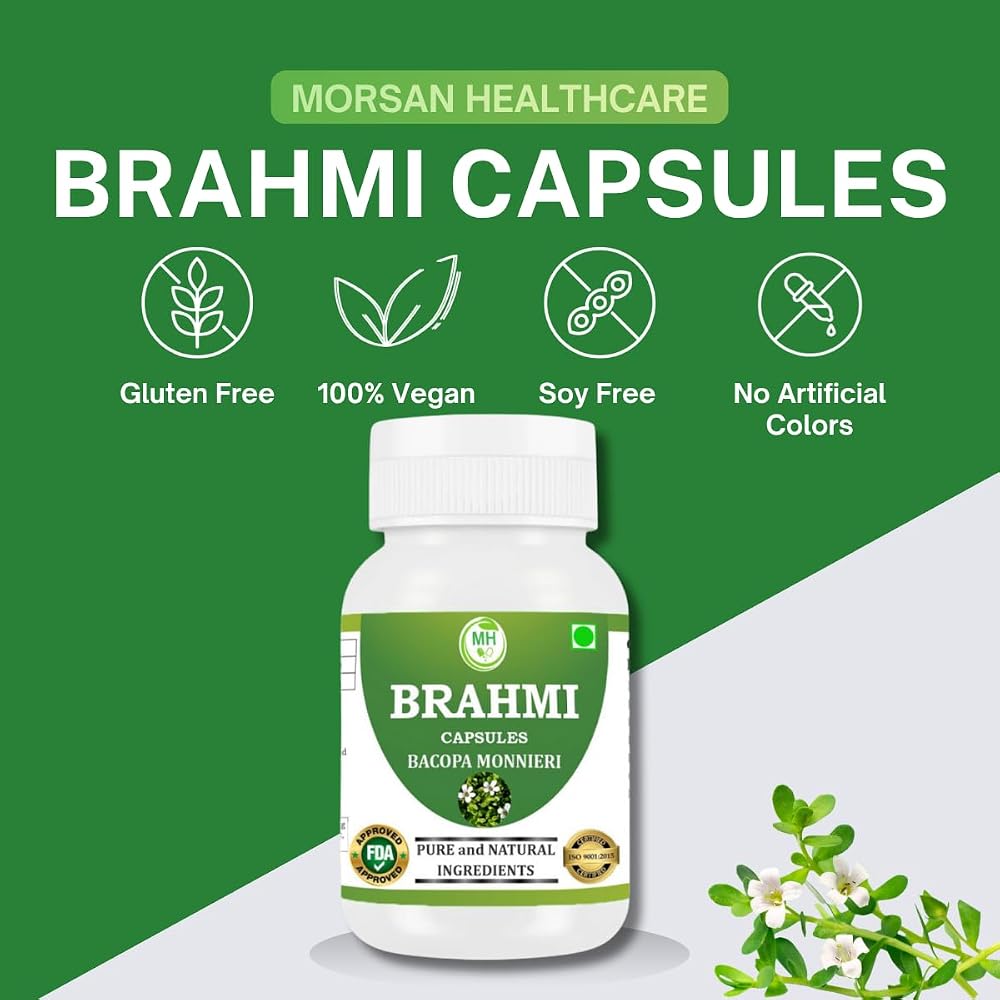 Morsan Healthcare Brahmi Bacopa Monnieri 500mg - 60 Vegetarian Capsules - image 2