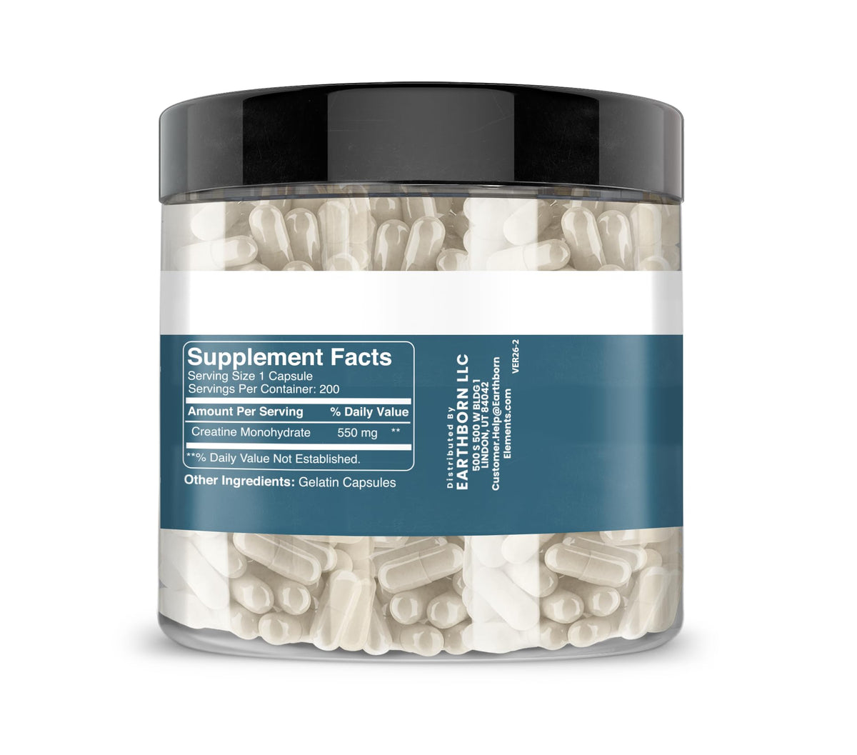 Earthborn Elements Creatine Monohydrate - 200 Capsules - image 2