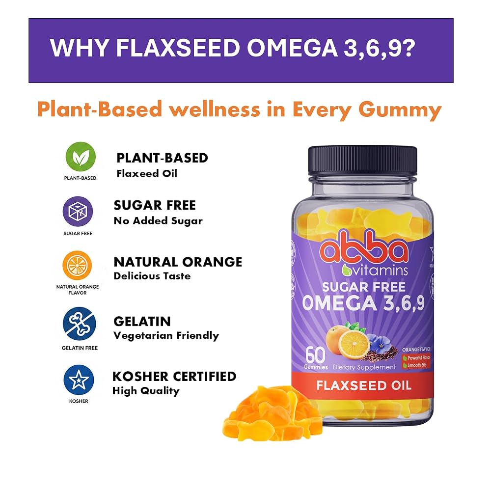 Abba Vitamins Omega 3,6,9 Sugar Free Gummies, Orange - 60 Gummies - image 3