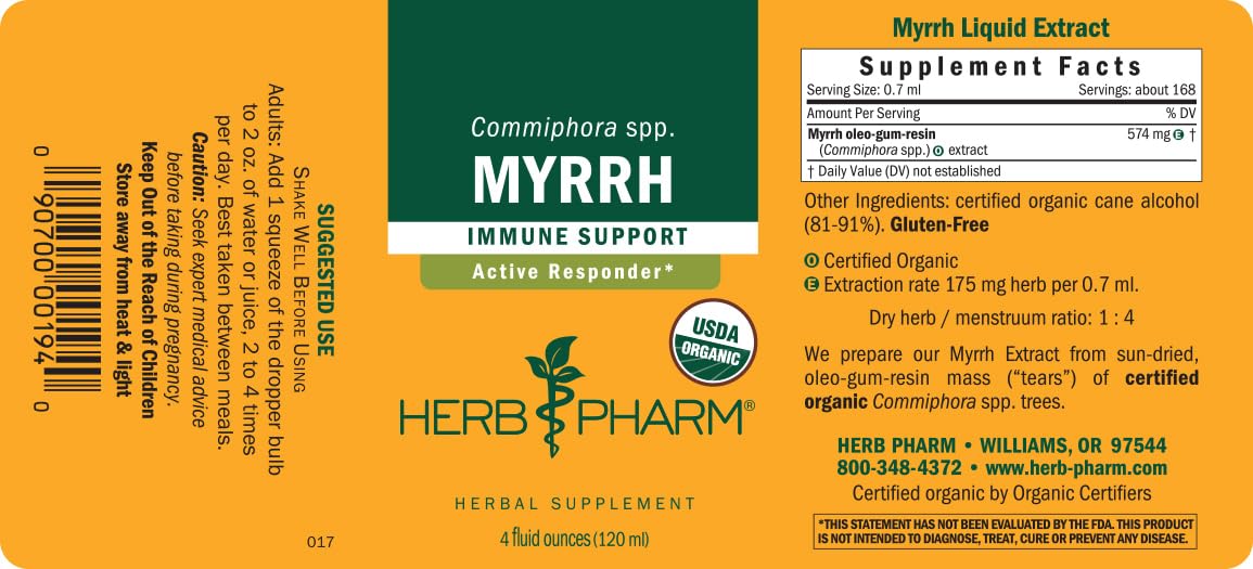 Herb Pharm Myrrh Liquid Extract for Immune System Support