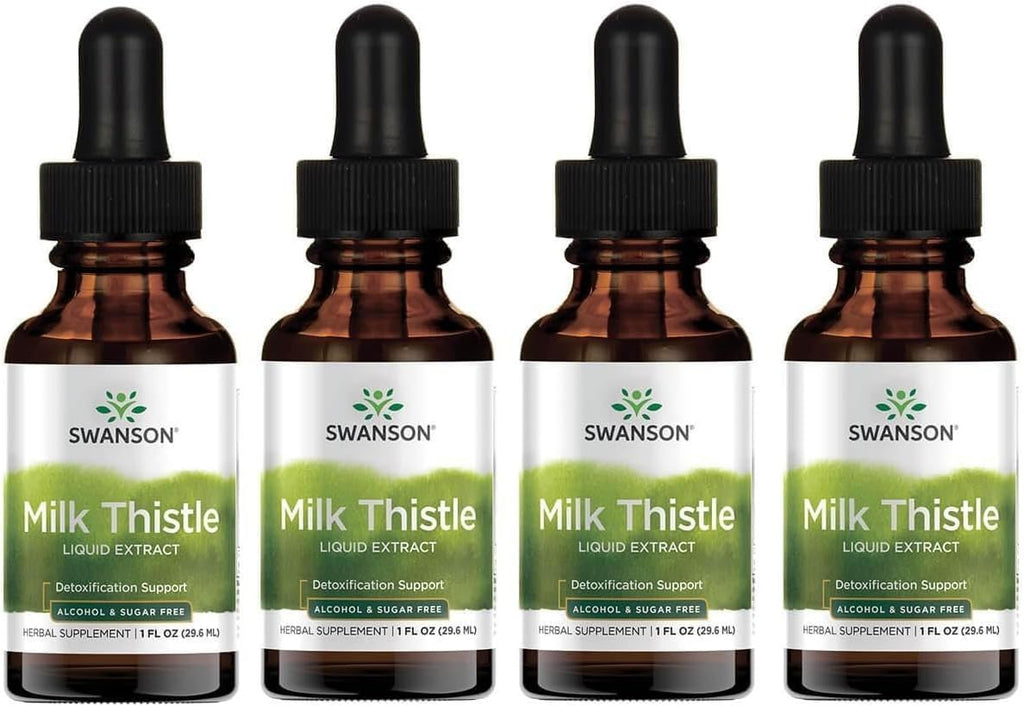 Swanson Milk Thistle Liquid Extract Alcohol & Sugar-Free - 4 Pack