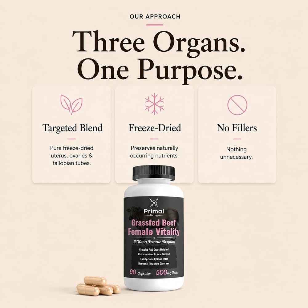 Primal Being Grassfed Beef Female Vitality Supplement - 90 Capsules - image 5