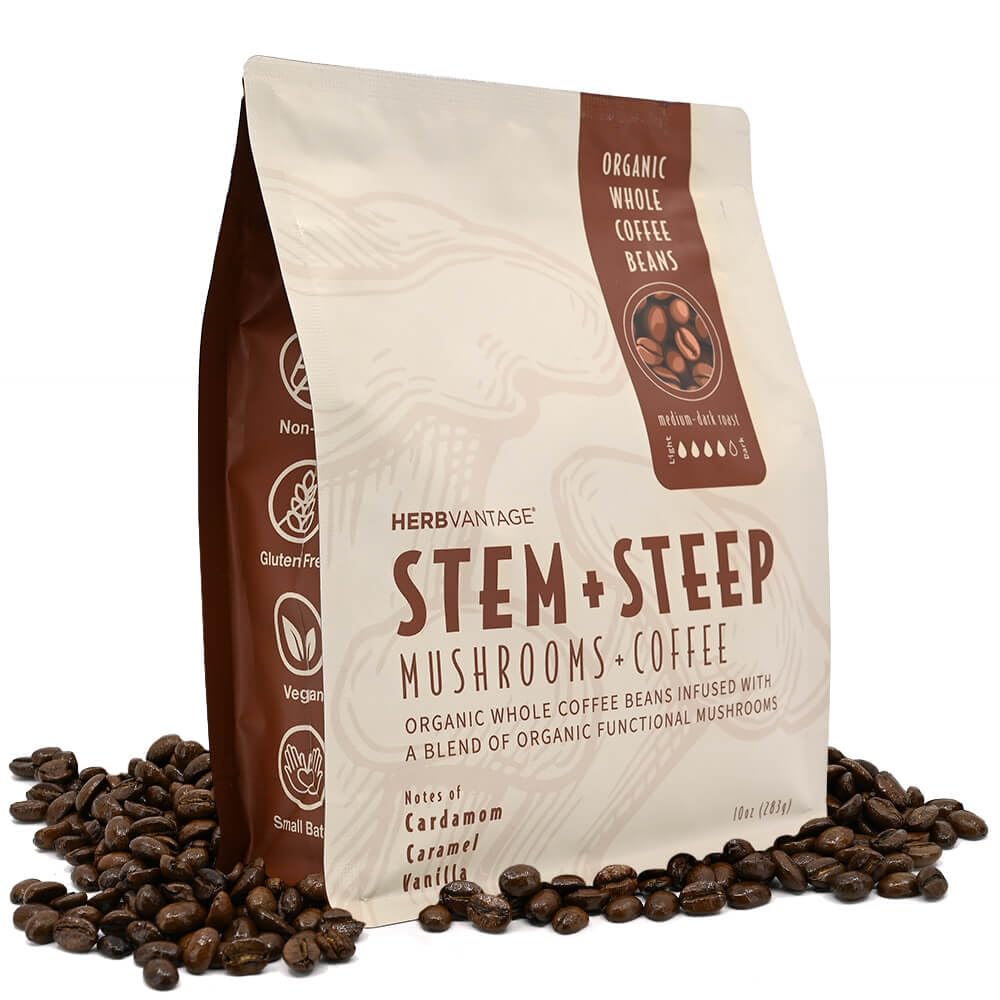 HERBvantage Stem + Steep Mushroom Coffee Medium-Dark Roast - 10oz