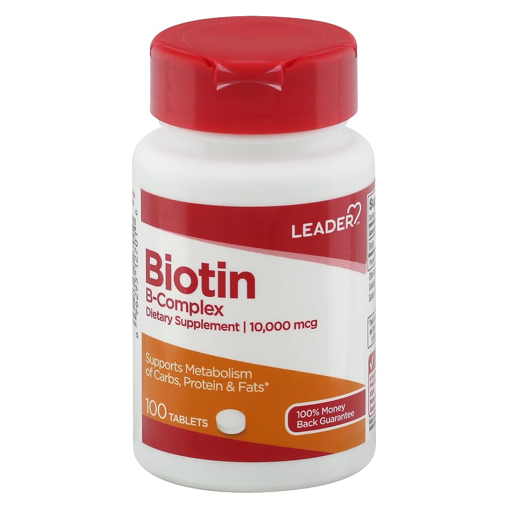 Leader Biotin Tablets 10,000 Mcg - 100 Tablets