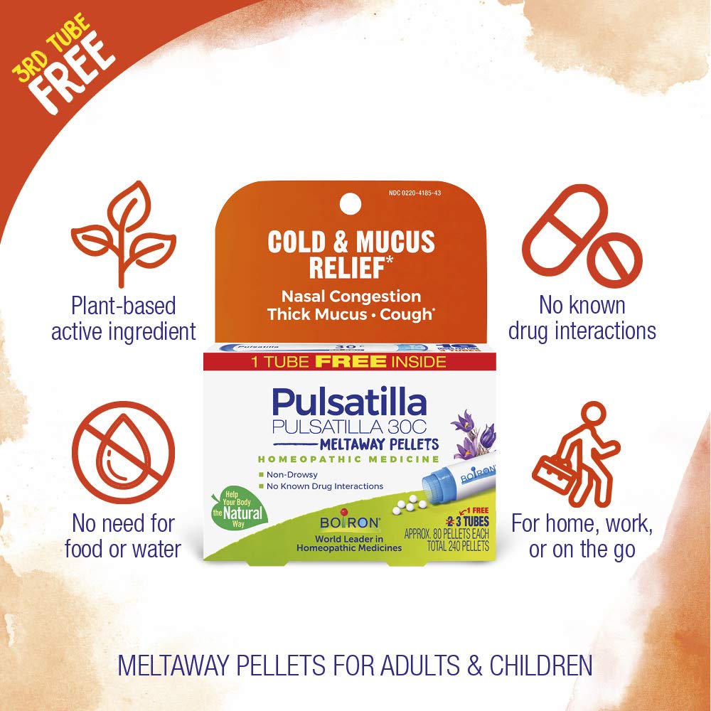 Boiron Pulsatilla 30C Homeopathic Medicine - 3 Tubes (240 Pellets) - image 3