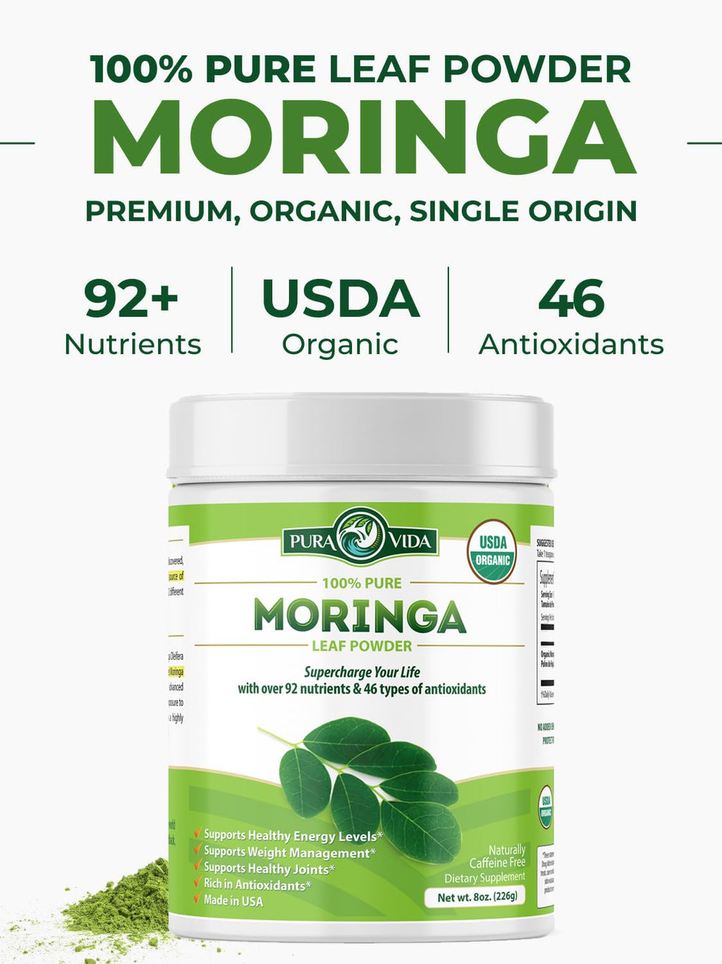 PURA VIDA MORINGA Organic Moringa Powder - 8 oz - image 4