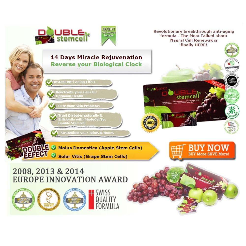 Phytocelltec Double Stem Cell Anti-Aging Supplement Powder - 14 Sachets - image 2