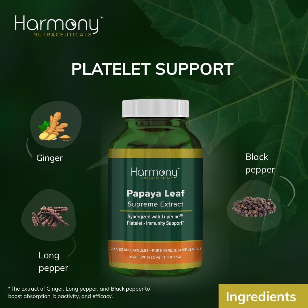 Harmony Nutraceuticals Papaya Leaf Extract - 120 Vegan Capsules - image 2