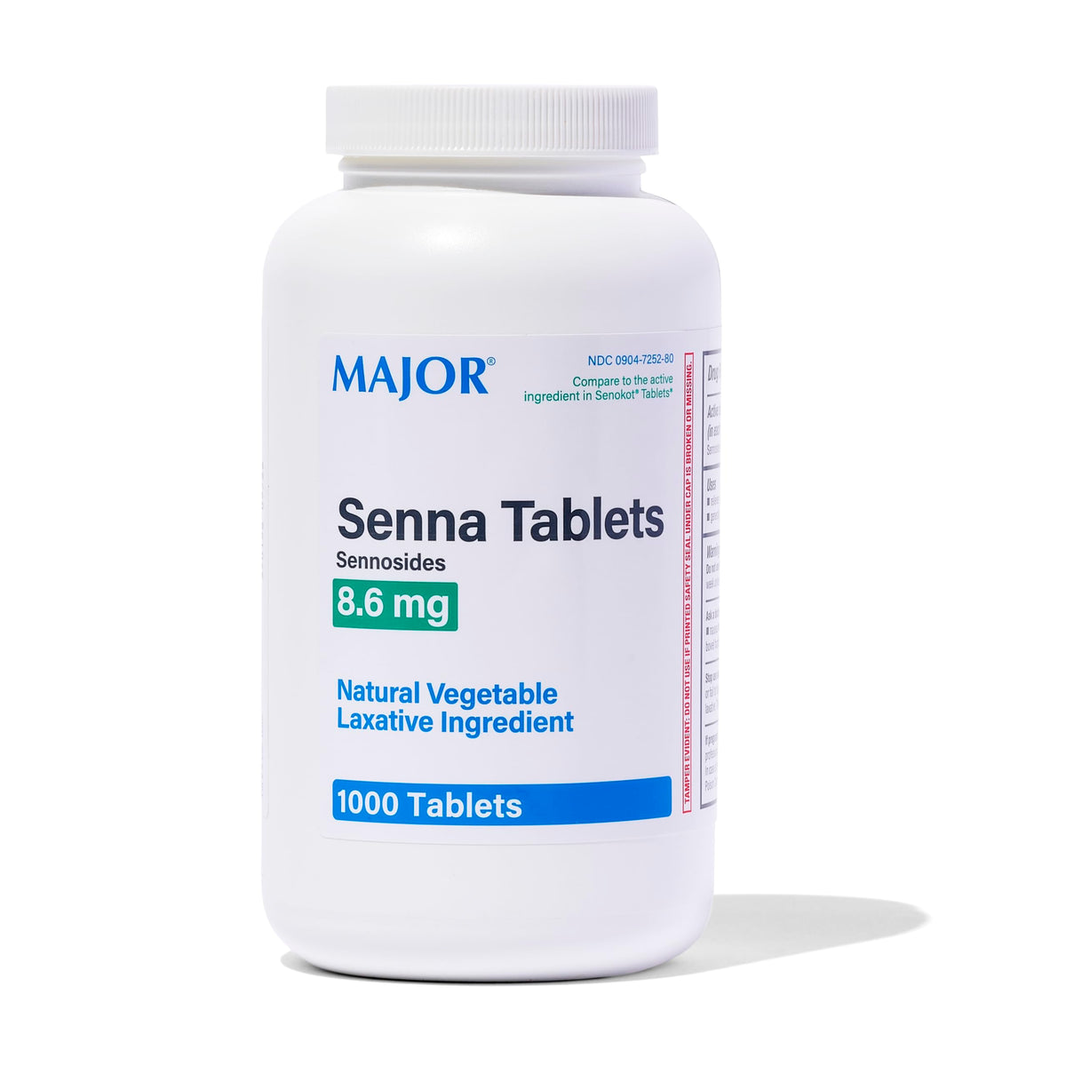 MAJOR Senna 8.6 mg Natural Vegetable Laxative Tablets - 1000 Count