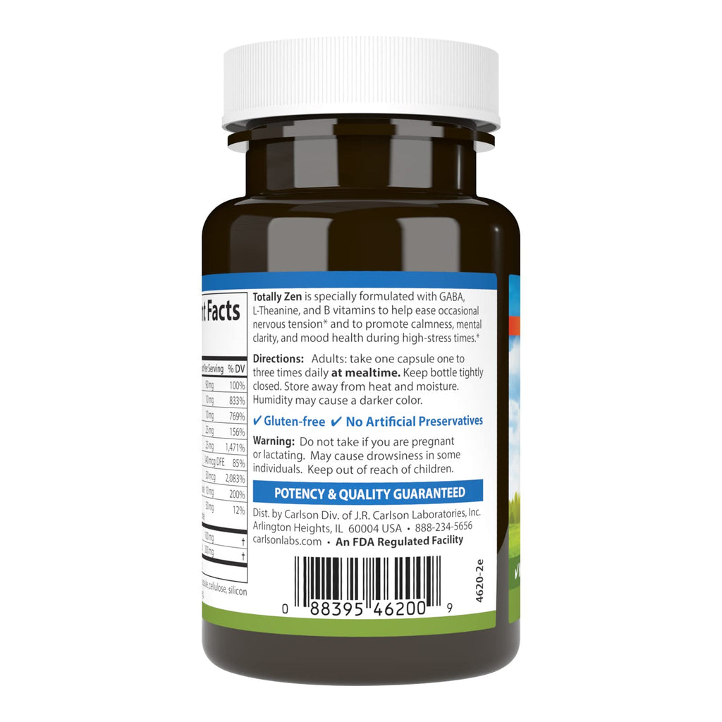 Carlson Totally Zen GABA & L-Theanine Stress Relief - 30 Capsules - image 3