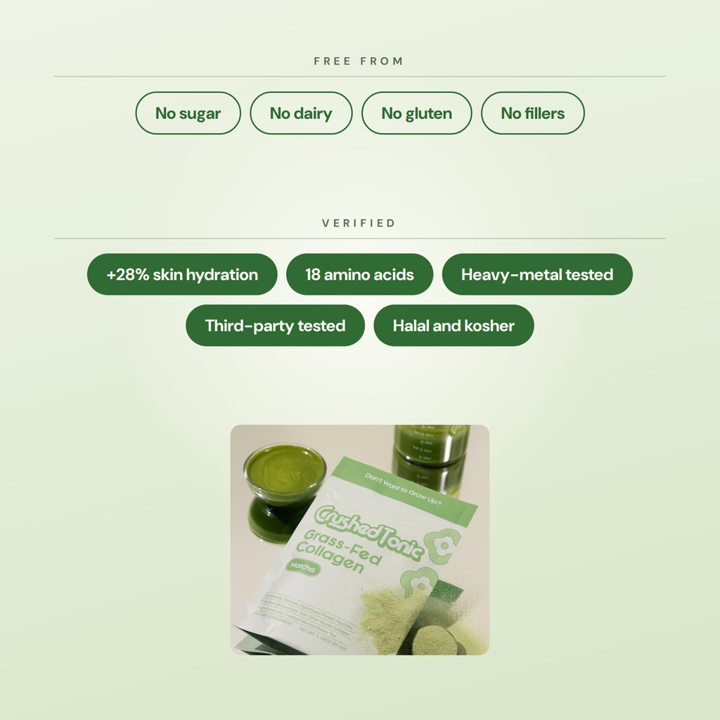 Crushed Tonic Korean Beauty Matcha Marine Collagen Powder - 28 Sticks - image 6