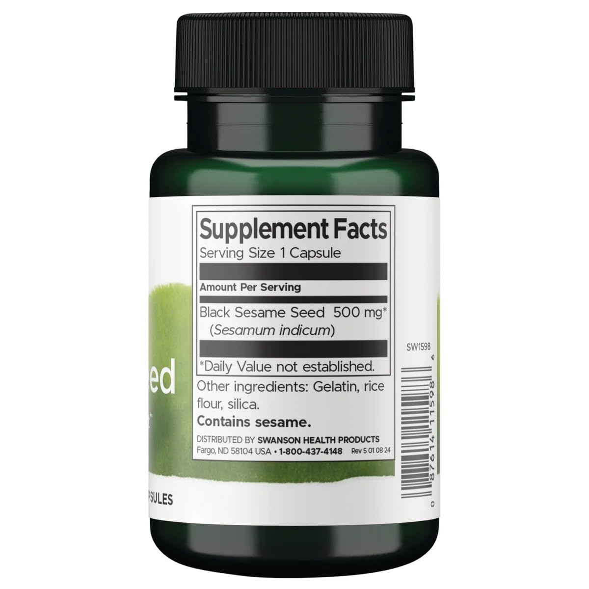 Swanson Full Spectrum Black Sesame Seed 500 mg - 120 Capsules - image 2