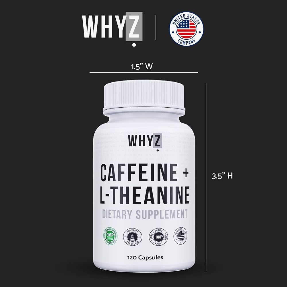 WHYZ Caffeine & L-Theanine Supplement for Energy & Focus - 120 Capsules - image 7