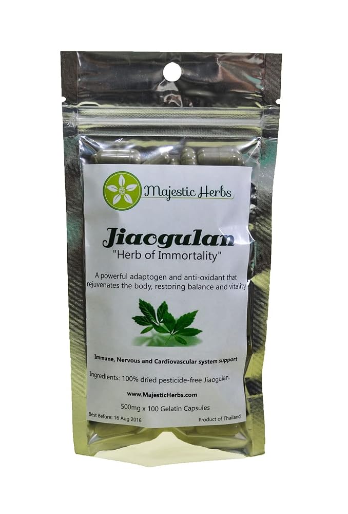 Majestic Herbs Jiaogulan Capsules Adaptogen - 100 Capsules