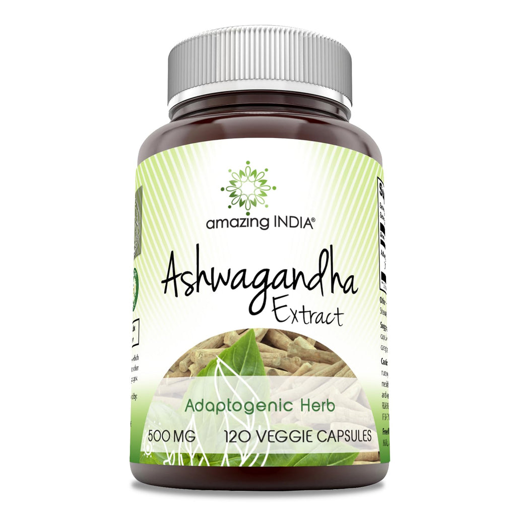 Amazing India Ashwagandha Extract 500 Mg Veggie Capsules Supplement
