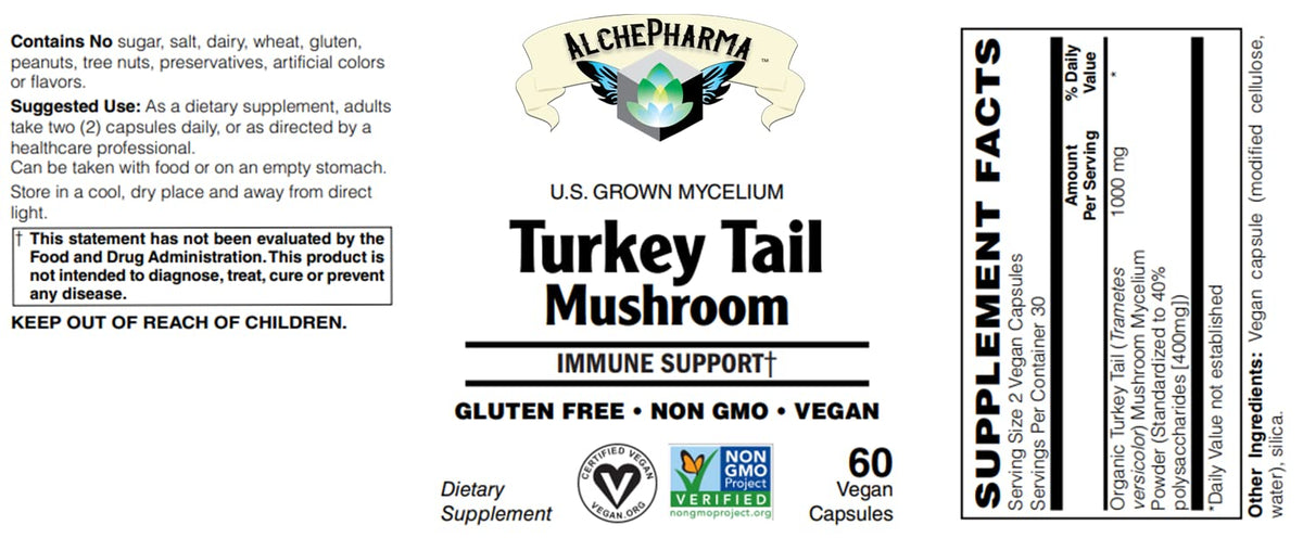 AlchePharma Turkey Tail Mushroom Organic 40% Polysaccharides - image 5