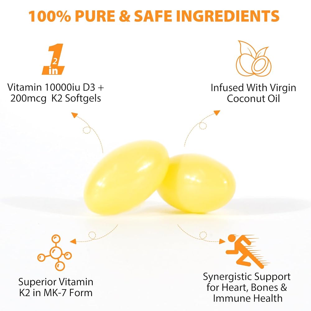 MXCZBSM Vitamin D3 K2 Supplement Softgel