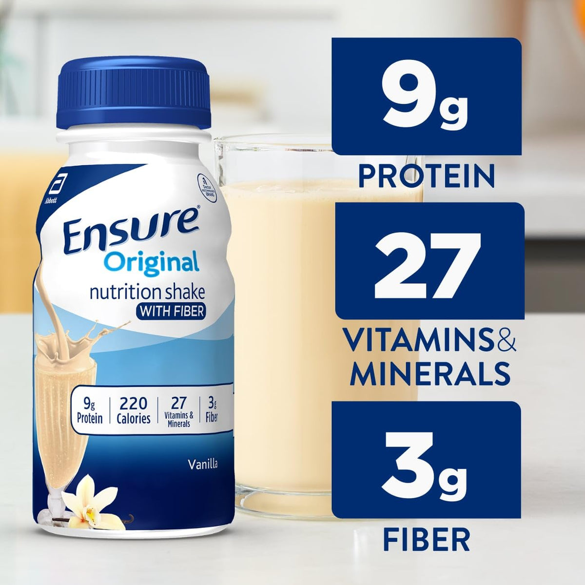 Ensure Original Vanilla Nutrition Shake with Fiber - 24 Pack - image 3