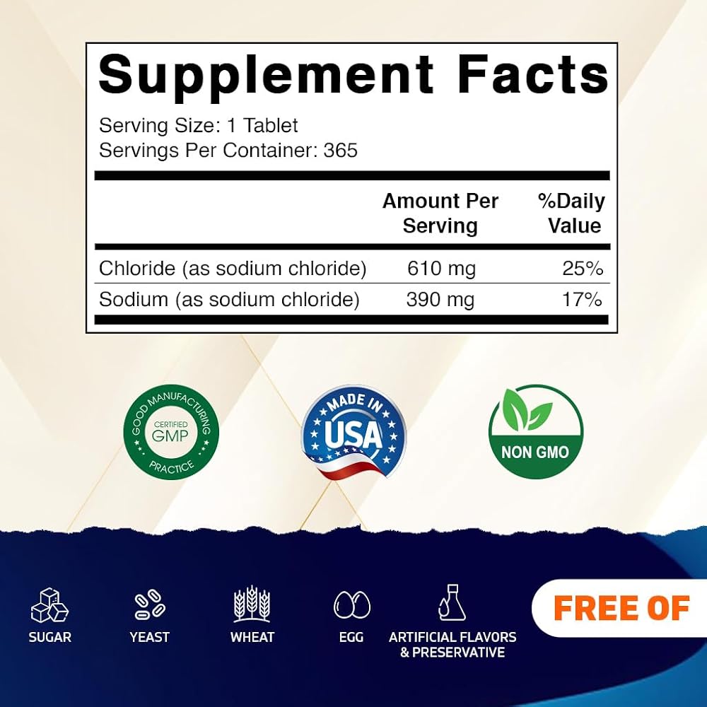 Vitamatic Sodium Chloride 1000mg Tablet - Salt Tablets