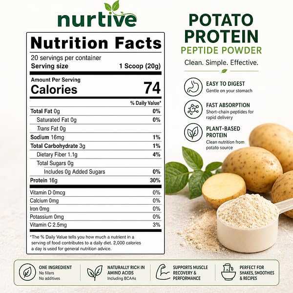 NURTIVE Potato Protein Peptide Powder - 26 Servings - image 2