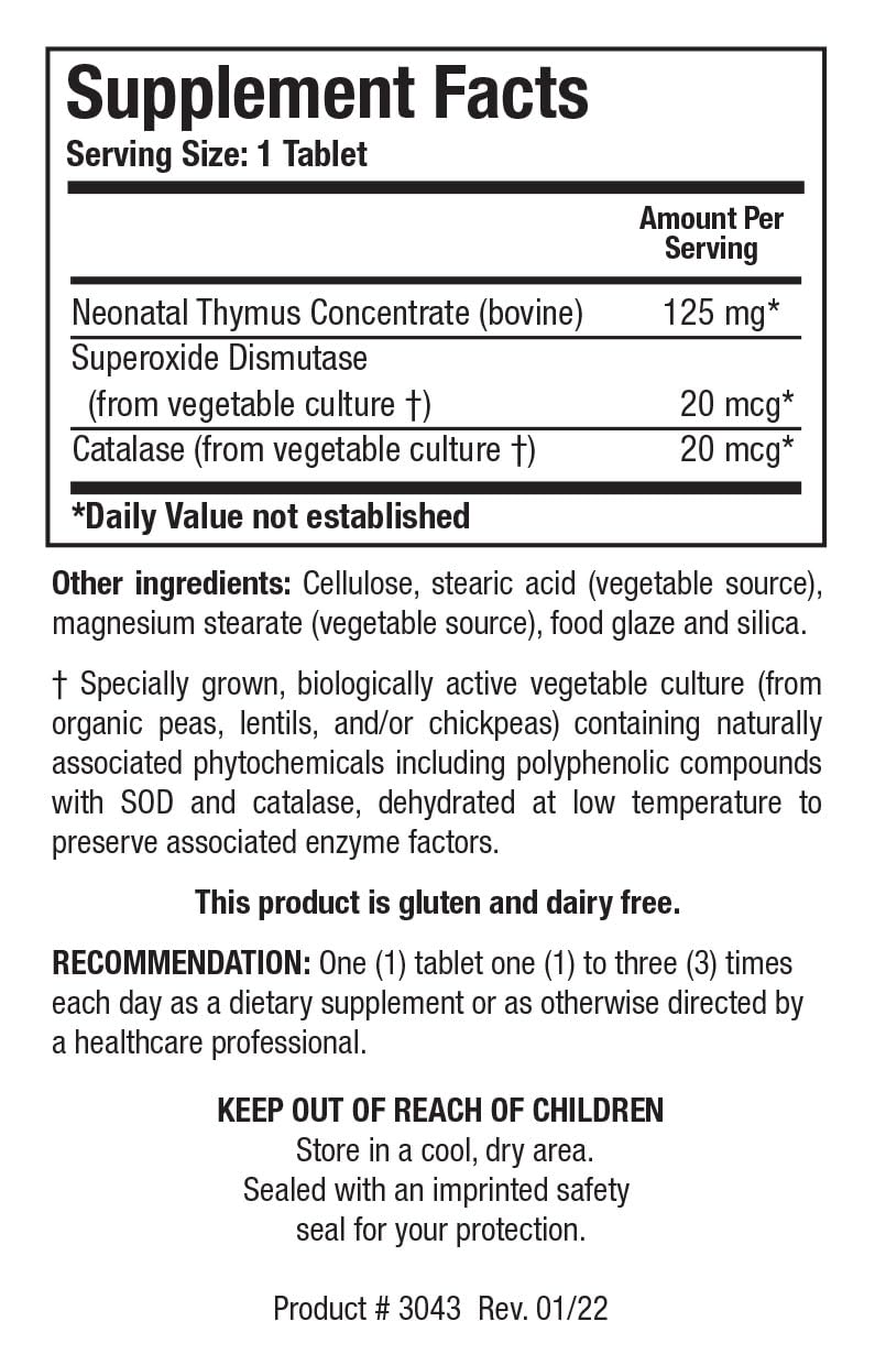 BIOTICS RESEARCH Cytozyme Thy Thymus Concentrate 125mg - 180 Tablets - image 4