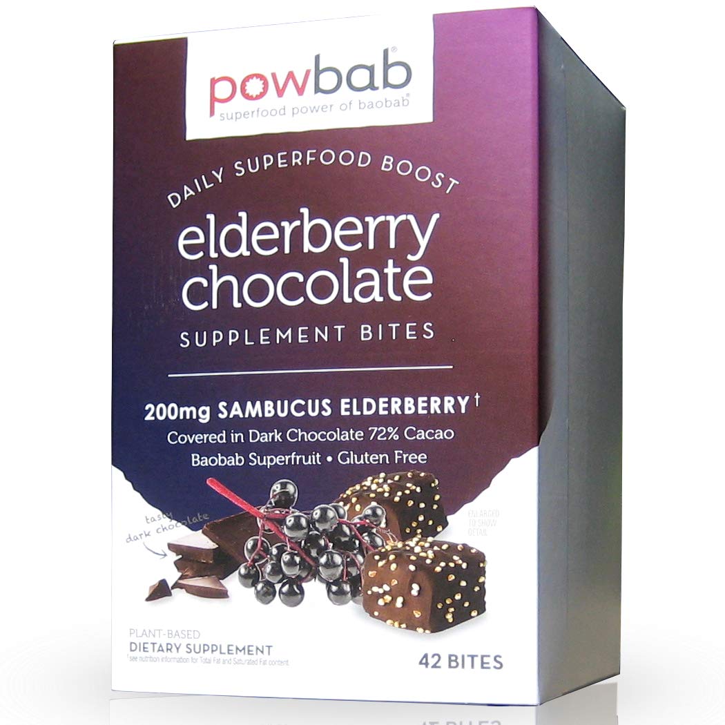 powbab Elderberry Chocolate Bites with Sambucus - 42 Count
