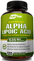 NutriFlair Alpha Lipoic Acid 600mg with Grape Seed & BioPerine - 120 Capsules