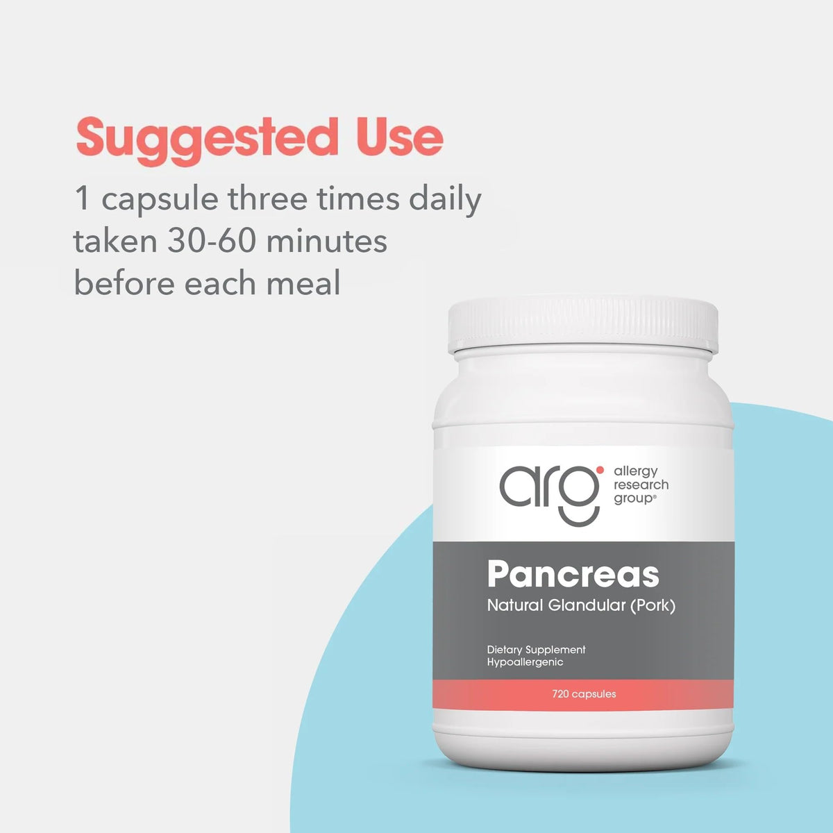 Allergy Research Group Pancreas Natural Glandular 425 mg - 720 Capsules - image 3