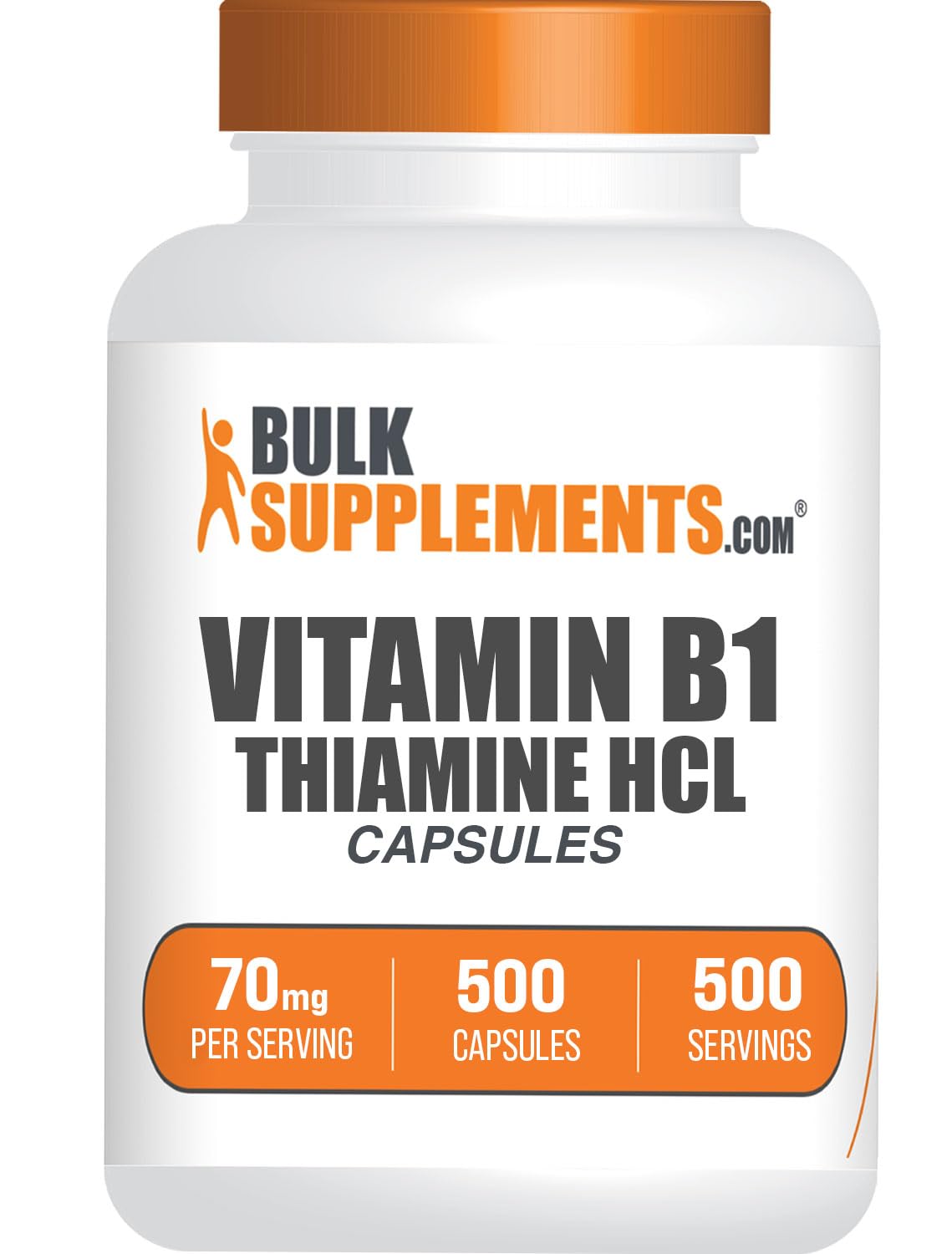 BulkSupplements Thiamine HCl Vitamin B1 Capsules - 500 Count