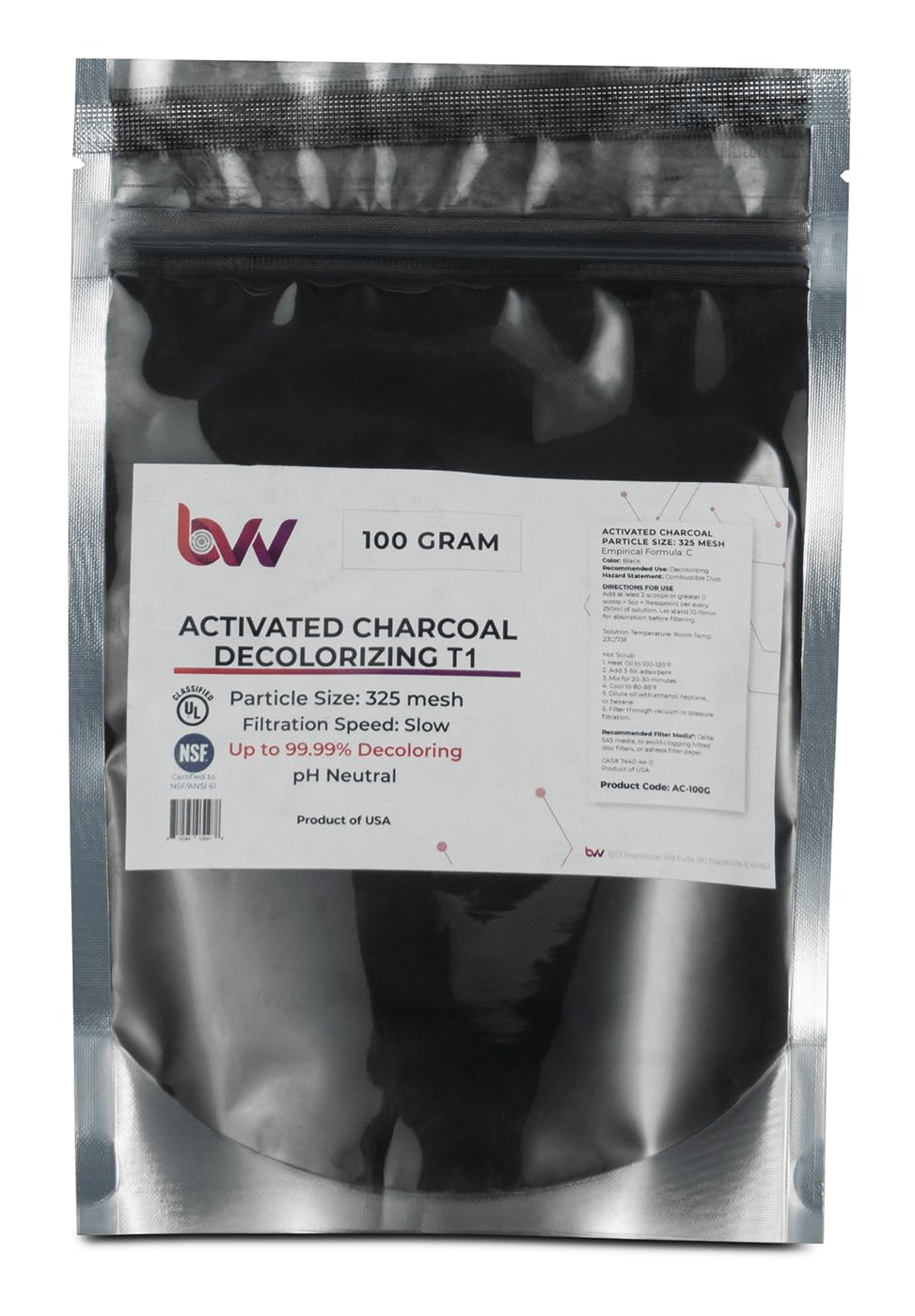 BEST VALUE VACS BVV Activated Hardwood Carbon Decolorizing T1 Powder - 2.5 kg - image 3