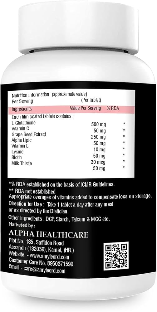 Generic L-Glutathione 1000mg Tablets with Vitamin C & Biotin - 60 Tablets - image 3