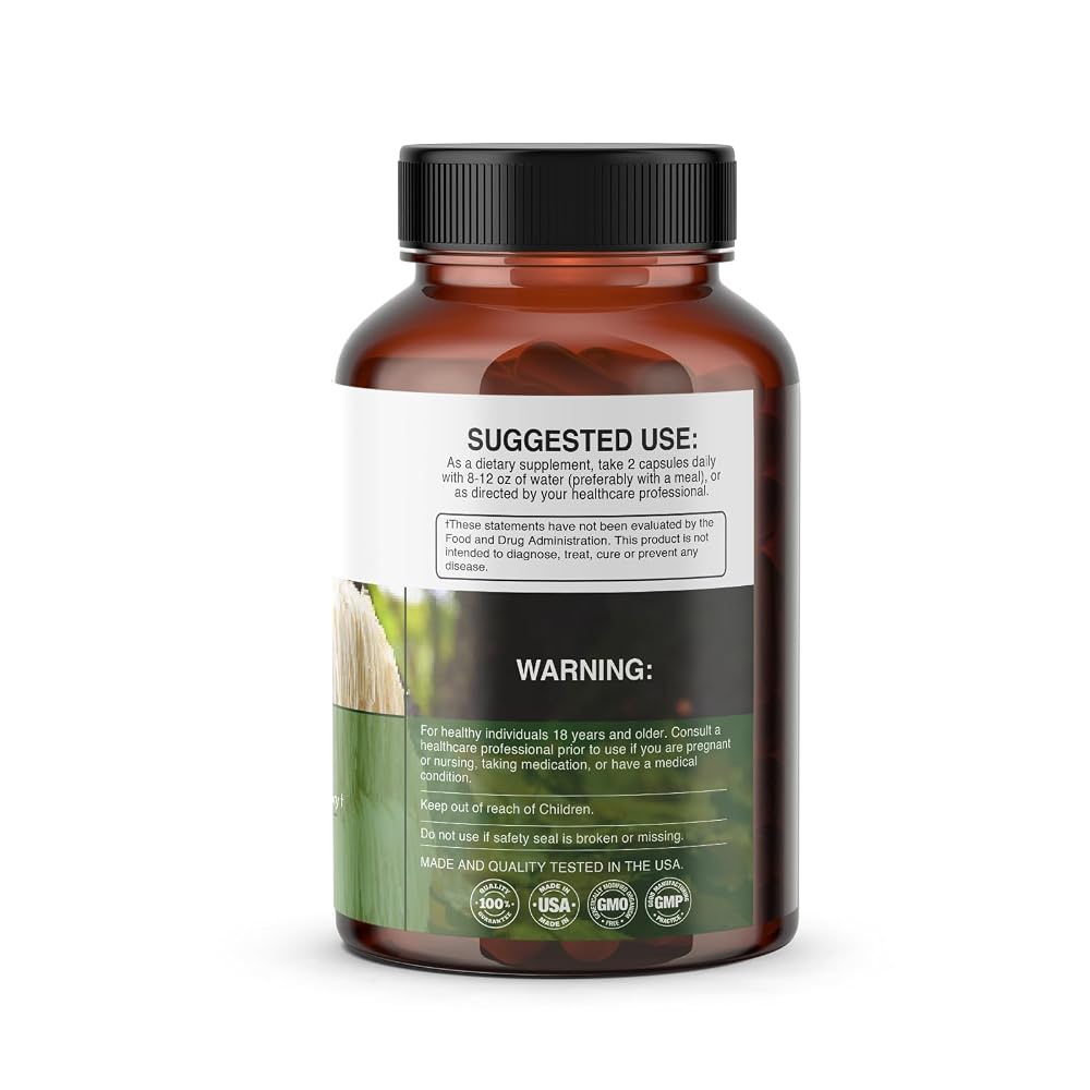 Natural Vida Lion's Mane Mushroom Extract - 240 Vegetarian Capsules - image 6