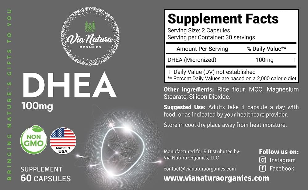 Via Natura Organics DHEA 100mg - 60 Capsules - image 5