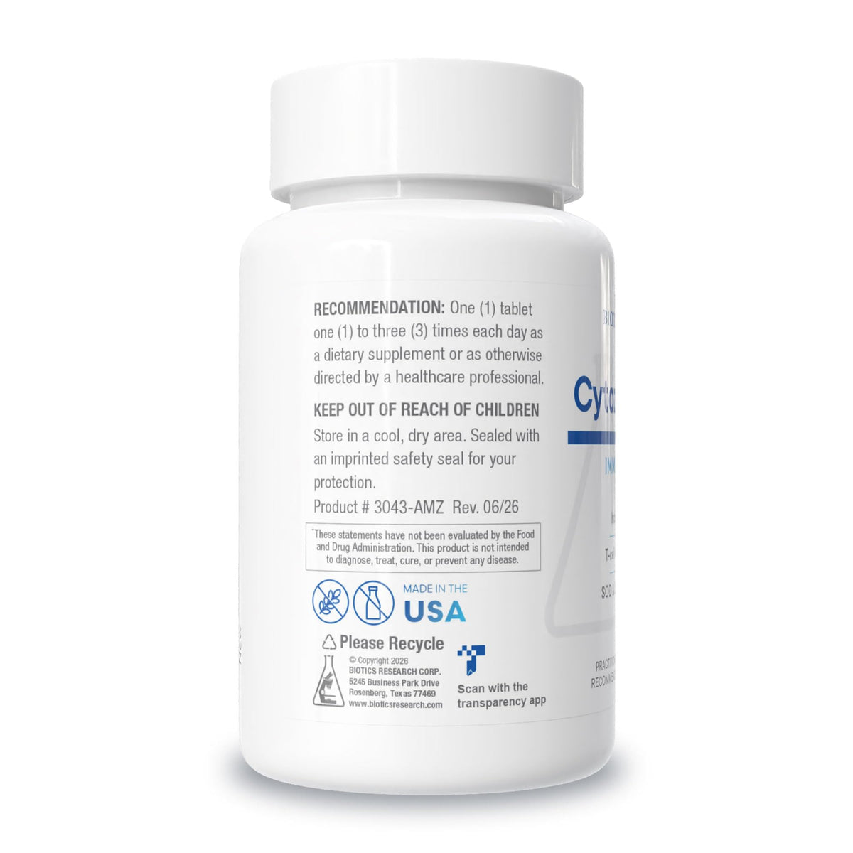 BIOTICS RESEARCH Cytozyme Thy Thymus Concentrate 125mg - 180 Tablets - image 3